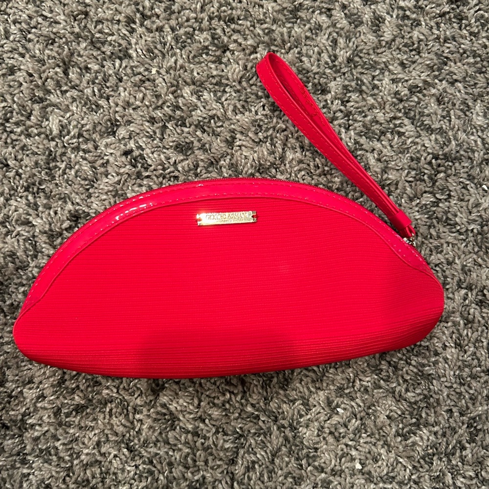 Giorgio Armani Red Cosmetic Bag with Wrist Strap